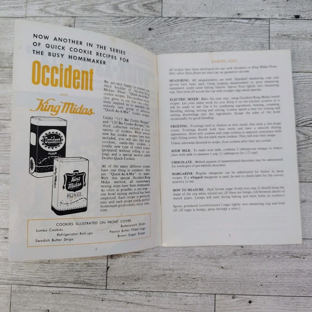 Occident King Midas Quick-As-A-Mix‎ Vtg 1960s Cookbook Booklet Recipes VERY GOOD